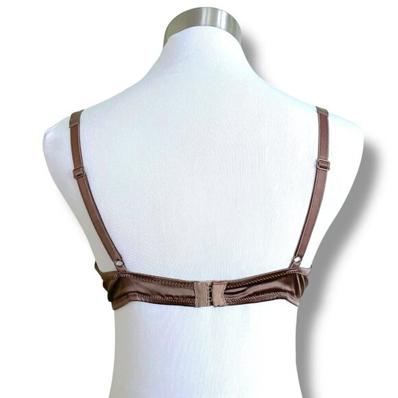 Simone Perele 34C Bra Mink Brown Satin Lace Adelaide Push Up Underwire 136340 - Picture 5 of 7
